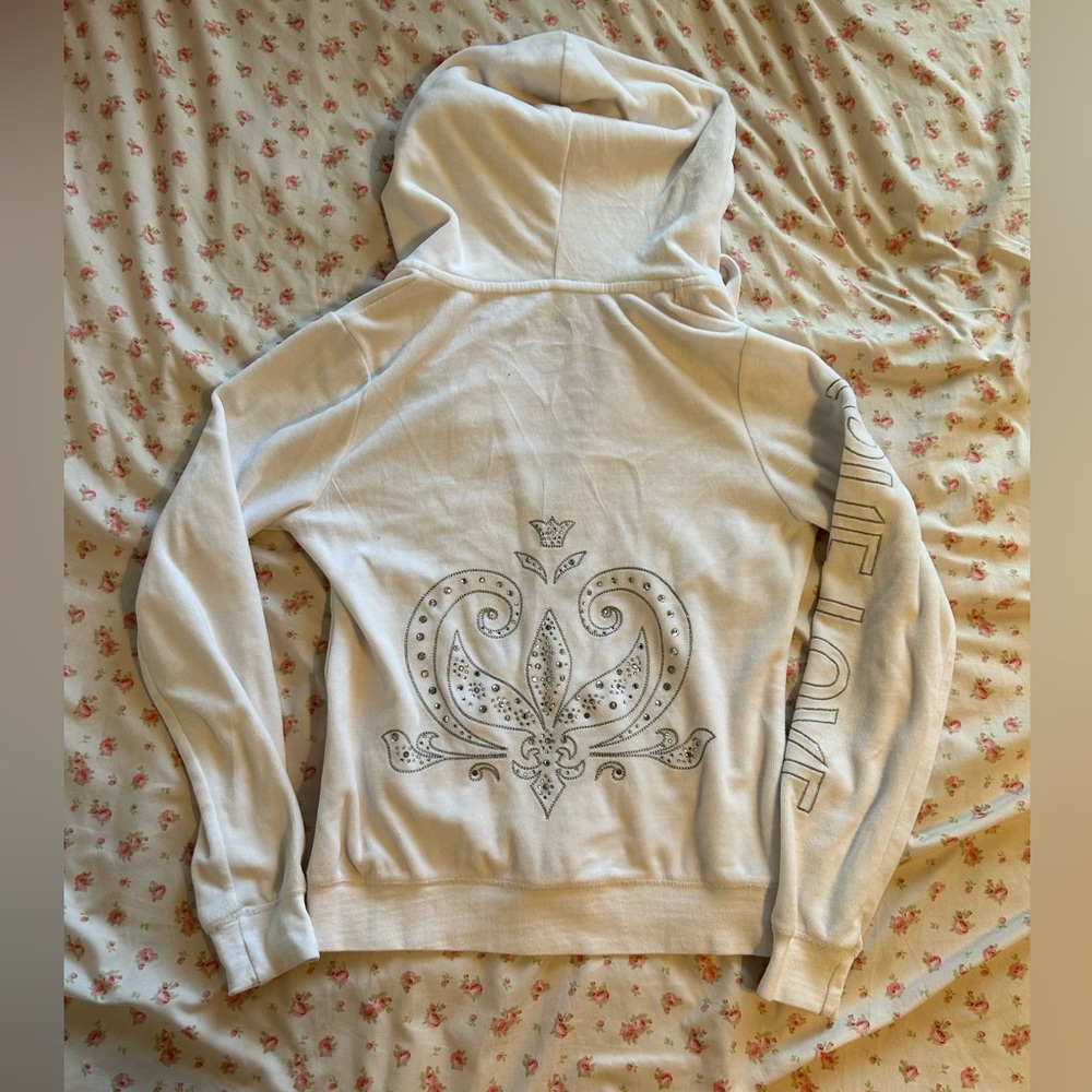 ✨white rhinestone frozen zip up✨